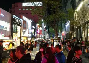 Shops & food stalls in Myeongdong